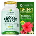 PurePremium Blutdruck-Ergänzungen mit Hawthorn Berry, Hibiscus, Knoblauch & Vitamin B12- Nitric Oxid-Ergänzung für normale Herzgesundheit, Zirkulation Gesundheit & Blutdruck-Unterstützung - 180ct