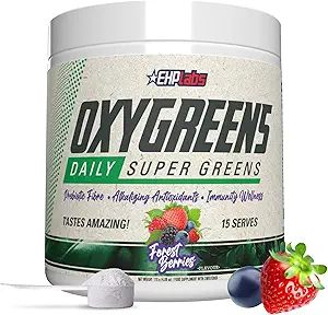 EHP Labs OxyGreens Super Greens Powder - Spirulina & Chlorella Superfood, Green Juice Powder & Greens Ergänzungen mit Prebiotic Fibre, Antioxidantien & Immunität Unterstützung, 30 Serves (Guava Paradise)