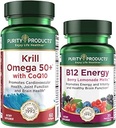 Reinheit Produkte Bundle - Krill Omega 50+ mit CoQ10 + B-12 Energy Melt - Krill Omega 50+ mit CoQ10 (Krillöl, Fischöl, CoQ10, Vitamin D) B-12 Berry Melt (Methylcobalamin B12 + B6 + D3 + mehr)