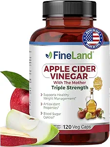 FineLand Apple Cider Essig Kapseln mit The Mother & Probiotics – 120 Veggie Kapseln – 1600mg Eq. per seving – Digestive, Detox & Gut Health Support – Non-GMO, 100% Vegan Made in USA