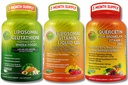 Tägliche Immun- und Antioxidantien-Unterstützung Bundle – Liposomale Vitamin C 1100mg Flüssiggel + Liposomale Glutathione 500mg + Quercetin mit Bromelain, Zink & Ganze Lebensmittelmischung – Non-GMO, maximale Absorption