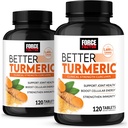 FORCE FACTOR Better Turmeric 2-Pack Joint Support Supplement mit HydroCurc Turmeric Curcumin mit schwarzem Pfeffer, klinische Stärke gemeinsame Unterstützung, 240 Tabletten, Weiße Verpackung