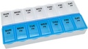 Cura di base (7-giorno) AM/PM Pill Organizer, Vitamin Case, E Scatola di Medicina, Grandi scomparti, 2 volte al giorno, Blue e Clear Lids
