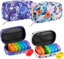 Serfeymi Weekly Travel Pill Organizer 2 Mal A Day AM Regenbogen Pille Box 7 Tage mit Reißverschluss Canvas Pille Fall, Medizin Organizer für Pillen, Vitamine, Fischöle - Lila 01+ )