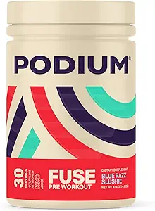 Podium Nutrition, Fuse Pre Workout Powder, Sour Watermelon, 30 Servierungen, Beta Alanine und Koffein für Energie, Glutenfrei, Sojafrei, Dairy Free