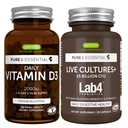 Täglich Vitamin D3 + Live Cultures+ Lab4 Probiotics Bundle, 365 2000iu Vitamin D3 Tablets + 25 Billion CFU Lactobacillus Acidophilus & Bifidobacterium mit nicht klopfendem Prebiotikum, von Igennus