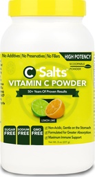 C-Salts Vitamin C Powder Supplement - 100% reines hoch dosiertes gepuffertes Vitamin C-Pulver für Immununterstützung - Organic, Sugar-Free, Vegan, Non-GMO, Stomach-Friendly, Lemon Lime 8oz