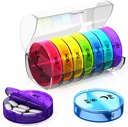 Wöchentliche Pille Organizer 2 Mal pro Tag - große Kapazität – Tablette Box 7 Tag mit luftdichtem Deckelverschluss – Tragbare Pille für Geldbeutel – Ideal für Vitamine, Ergänzungen und Fischöl Pillen (Rainbow)