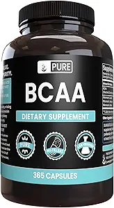 Pure Original Zutaten BCAA (365 Kapseln) Kein Magnesium oder Reisfüller, Immer rein, Lab Verifiziert