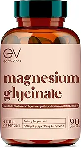 Earth Vibes Magnesium Glycinate Supplement - 90 Vegan Kapseln | Restful Sleep & Calm Mood | Hohe Absorption Magnesium Complex | Unterstützt Muskel-, Knochen- und Nervengesundheit