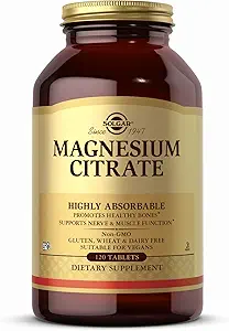 Solgar Magnesium Citrat - 120 Tabletten - Unterstützt Nerve & Muskelfunktion - Hoch absorbierbar - Non-GMO, Vegan, Glutenfrei, Kosher - 60 Servierungen