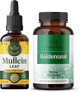 HERBAMA Mullein Leaf Extract und Goldenseal Capsules Kit - Bundle von Mullein Leaf Tinkture 2 fl oz und 700 mg Goldenseal Wurzelkapseln - Vegan, Non-GMO, Sugar & Alcohol-Free - 2 Pack