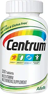 Centrum Adult Multivitamin/Multimineral Supplement mit Antioxidantien, Zink, Vitamin D3 und B Vitamine, Glutenfrei, Non-GMO Zutaten - 200 Zähler