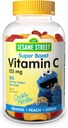 Webber Naturals Sesame Street Vitamin C Gummi für Kinder 2+, 125 mg Vitamin C pro Gummy, 6 Monate Versorgung, Glutenfrei, Dairy, Peanut & Gelatin, Immununterstützung, 180 Gummie