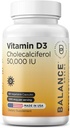 Equilibrio Vitamina D3 50.000 UI, 60 capsule vegetali - Alta potenza, Supporti Immune & Bone Salute - Settimanale Una volta