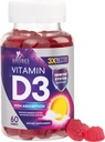 Vitamin D3 Gummy 5000 IU (125 mcg) - Nahrungsergänzungsmittel für Frauen und Männer - Knochen, Zähne, Muskel- und Immungesundheitsunterstützung, Hohe Potenz VIT D3 Nature's Non-GMO & Gluten Free - 60 Gummie