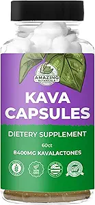 Premium KAVA KAVA Kapseln 1000mg Kava Wurzel-Extrakt pro Servieren für tiefe Entspannung | Natürliche Zugentlastung | 100% edles Fijian Kava Wurzelpulver, Non-GMO, Glutenfrei - 60 Count