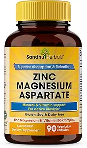 SANDHUHERBALS Magnesium Complex 6-in-1 Supplement 90 Kapseln 500mg | mit Magnesium Glycinat, Lysinate Glycinat, Citrat, Oxid, Aspartat, Malate & Zink | Hohe Absorption | für Männer & Frauen
