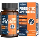 100 Milliarden Probiotika für Männer und Frauen 27 Stämme 5 Bio-Präbiotika für Darmverdauung und Immungesundheit, unterstützt Durchfallgasblähungen, Nicht-GVO, Nullfüller - Made in USA丨60 Caps