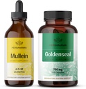 HERBAMA Mullein Leaf Extract und Goldenseal Capsules Kit - Bundle von Mullein Leaf Tinkture 4 fl oz und 700 mg Goldenseal Wurzelkapseln - Vegan, Non-GMO, Sugar & Alcohol-Free - 2 Pack