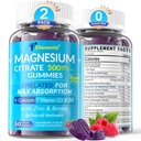 Magnesium Citrate Gummies 500mg für Männer Zuckerfrei, Magnesium Citrat für die Aufnahme | Chelat Magnesium Gummies mit B6 für Mood, Calm |Calcium Magnesium Zink D3 Ergänzung für Knochen & Muskel