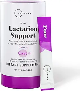 Premama Lactation Supplement, Dietary Support, Support Healthy Breast Milk, Essential Nutrients for Nursing Moms, Gluten-Free, Vegetarian, Mixed Berry Drink Mix, 28 Single-serve Packets