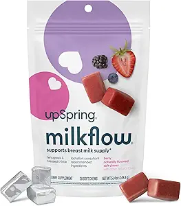 UpSpring Lactation Supplement für Stillen, Lactation Snacks mit Fenugreek und Blessed Thistle, Stillende Essentials Unterstützung, Brustmilchversorgung - Mischbeere (28 Zähler)