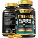 Bitter Melon Kapseln - 8in1 Formel - Kombinieren Sie mit Berberine, Beet Root, Knoblauch, Milchdistel, Apigenin, Papaya Leaf, und Black Pepper - 150 Vegan Kapseln für 5 Monate Versorgung