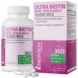 Bronson Ultra Biotin 10.000 Mcg Hair Skin and Nails Supplement, Non-GMO, 360 Vegetarische Kapsel