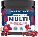 Llama Naturals Multivitamin für Männer, Vegan, Bio-Gummien mit Vitamin D, C und K, Men's Real Fruit Gummy Vitamins, Kaubare Multivitamin-Ergänzung, No Added Sugar Cane, Cherry, 120 Ct