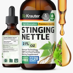 BIO KRAUTER Sting Nettle Tincture - Nettle Root Extract Liquid - Urinary Support Supplement - Urtica Dioica Natural Extract - Vegan, Zucker & Alkohol Kostenlose Tropfen 2 Fl.Oz.