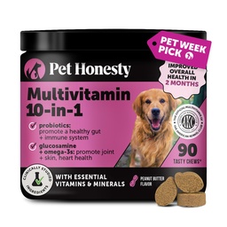 Multivitamin Hundezusatz, Glucosamin Chondroitin für Hunde, Probiotika, Omega Fish Oil, Hundezusätze & Vitamine, Vitamine für Haut und Mantel Allergien, (Peanut Butter 90 ct)