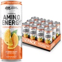Optimum Nutrition Amino Energy Sparkling Hydration Drink, Elektrolyte, Koffein, Aminosäuren, BCAAs, Sugar Free, Orange Blast, 12 Fl Oz, 12 Pack (Packaging May Vary)