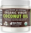 Raw Paws Organic Virgin Coconut Oil für Hunde & Katzen, 4-oz - Unterstützt Immunsystem, Verdauung, Mundgesundheit, Schilddrüse - Alle natürlichen Allergy Relief für Hunde - Hairball Relief