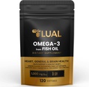 LUAL Omega-3 Fish Oil Softgels – 1000mg mit EPA und DHA, Lemon Flavor, Burpless, Non-GMO Formel für Herz, Gehirn und Gesamt-Wellness – 120 Count