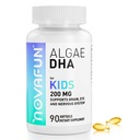 Algal Sourced Omega-3 & DHA Softgels für Kinder, Gehirn, Augen- und Herzgesundheit, Kognitive & Immunfunktion, Lernen, soziale Entwicklung - Non-GMO - 200 mg - 45 Tage Versorgung - 90 ct