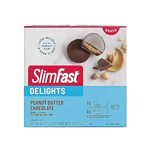 SlimFast Delights Peanut Butter Schokolade Snack Cup, 0g Hinzugefügt Zucker, 2g von Net Carbs, 10 Count