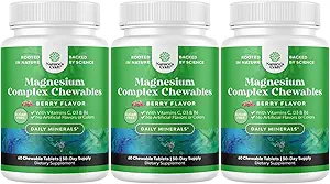 Sugar Free Magnesium Glycinate Kaubar - Kaubares Magnesium für Erwachsene & Kinder mit Glycinate Taurate & Citrate Complex Plus Vitamine D3 B6 & C - Vegetarische Non-GMO & No Artificial Flavors (30 Tage)