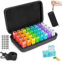 Monatliche Pille Organizer 2 Mal pro Tag mit Wöchentlicher Pille Tasche, 30 Tage Pille Box Organizer mit 32 Tageskompartments, Ein Monat Pille Box Halter mit Hard Travel Case 31 Tage Medication Management
