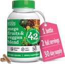 Botanische Wahl Mega Obst und Gemüse Mischung - 42 Obst & Gemüse Superfood Kapseln - Elderberry, Chlorella, Kale - Ergänzungen - 60 Kapseln