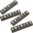 Wöchentlicher Pillen-Organisator - (Pack mit 4) Extra große Vitamin-Container mit Jumbo einfach zu lesen Buchstaben, BPA kostenlos - Tägliche Reise 7-Tage-Medizin Pillen-Kasten, (Schwarz)
