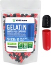 XPRS Nutra Größe 2 Leere Kapseln - 100 Count Leere Gelatine Kapseln - Pillen DIY Kapsel Füllung - Pure Bovine Pill Gel Kapseln für Do-It-Yourself Ergänzungen (schwarz/rot)