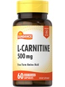 Sundance L-Carnitin Tartrat Supplement 500mg | 60 Kapseln | Freie Form Aminosäure | Nicht-GVO und Glutenfreie Pillen