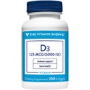 Das Vitamin Shoppe Vitamin D3 5000IU Softgel, unterstützt Knochen- und Immungesundheit, Hilfsmittel in der Zellwachstums- und Kalziumabsorption, Glutenfrei und einmal täglich Formel (200 Softgel)