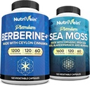Nutrivein Premium Irish Sea Moss Capsules & Berberine Supplement Bundle: High-Absorption Sea Moss & Berberine Ergänzungen Bundle für Verdauung, Stoffwechsel, & Vitalität
