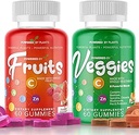 Frucht- und Veggie-Gummi für Erwachsene - Natürliche Superfood mit Vitaminen, Mineralien, & Antioxidantien - Frucht- und Gemüse-Ergänzung - Von Pflanzen betrieben, Paket von 2, 60 Gummis Jede, 30-Tage-Versorgung