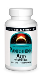 Quelle Naturals Pantothensäure 250 mg Vitamin B-5 Nahrungsergänzung - 100 Tabletten