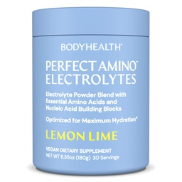 BodyHealth PerfectAmino Elektrolyt Pulver Kein Zucker, Hydration Fasten Keto Zero Zucker Elektrolyte Getränk Mischung mit Trace Minerals - Lemon Lime - 30 Portionen