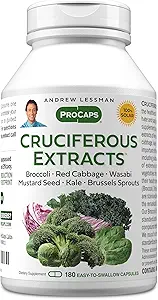 ANDREW LESSMAN Cruciferous Extracts 180 Capsules - High Levels von Glucosinolates und Sulforaphane aus Broccoli, Roter Kohl, Senf Seed, Wasabi, Brüssel Sprouts und Kale Extracts, keine Additive