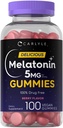 Carlyle Melatonin 5mg Gummie | 100 Count | Berry Flavor | 100% Drug Free | Non-GMO, Glutenfreie Ergänzung